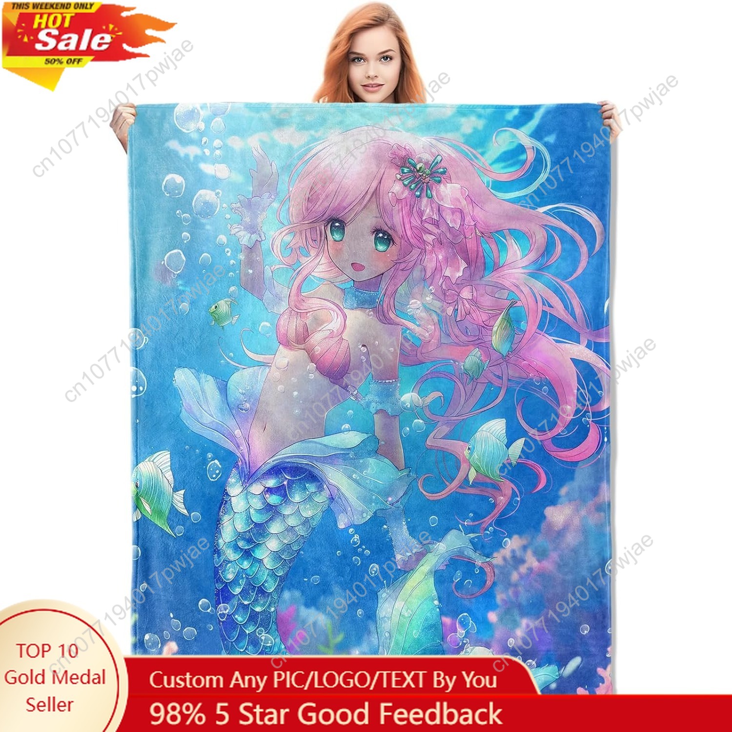 Home Textiles And Decor - Cute Mermaid Blanket Cartoon Flannel Throw