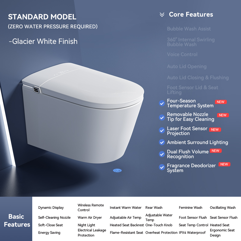 P & C Home Textiles Usa - Intelligent Home Smart Wall-Hung Concealed Toilet