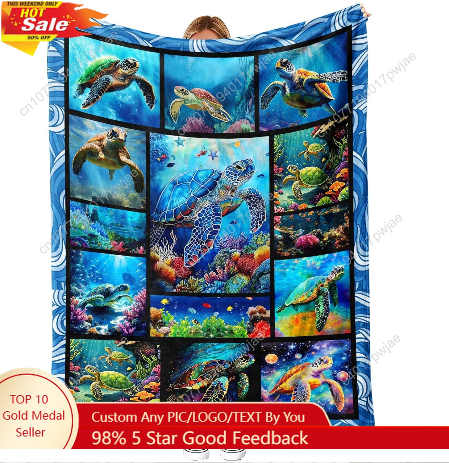 Sea Turtle Flannel Throw Blank - Home Textiles And Decor reseña y precio