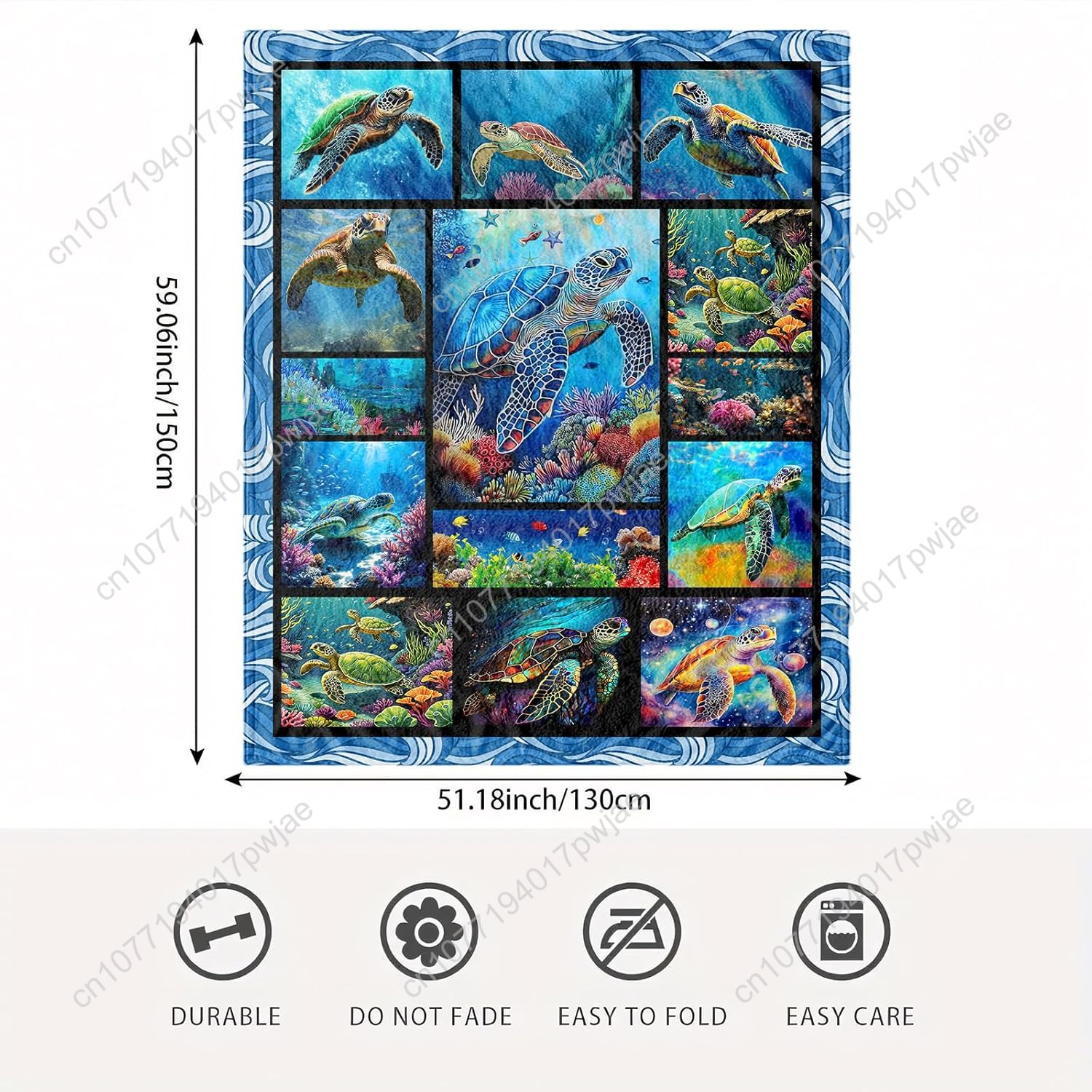 Sea Turtle Flannel Throw Blank - Home Textiles And Decor reseña y precio