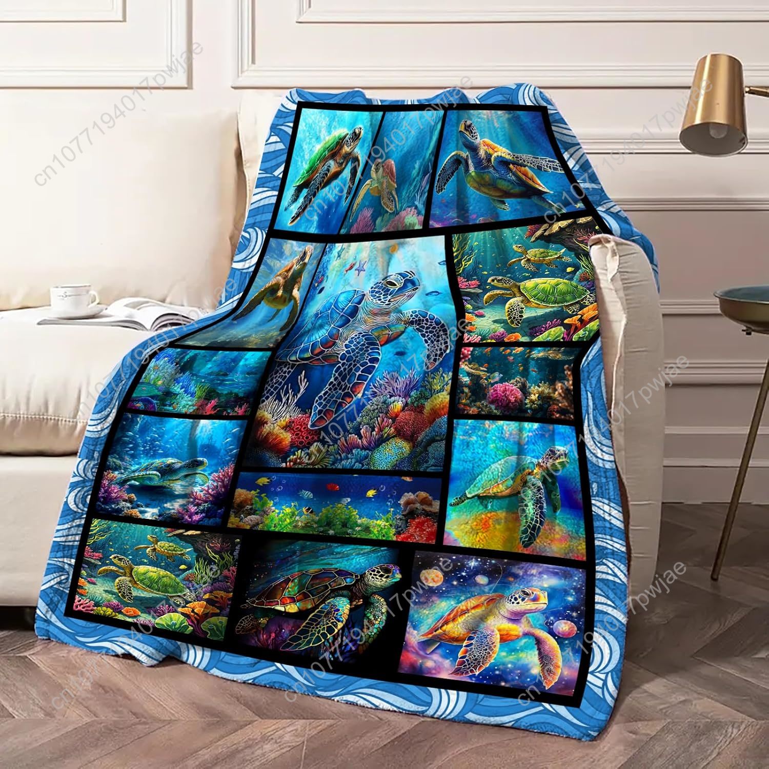Sea Turtle Flannel Throw Blank - Home Textiles And Decor reseña y precio