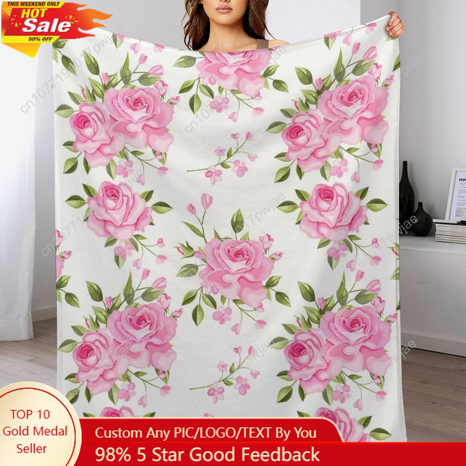 Pink Flower Throw Blanket Flor - Home Textiles And Decor reseña y precio