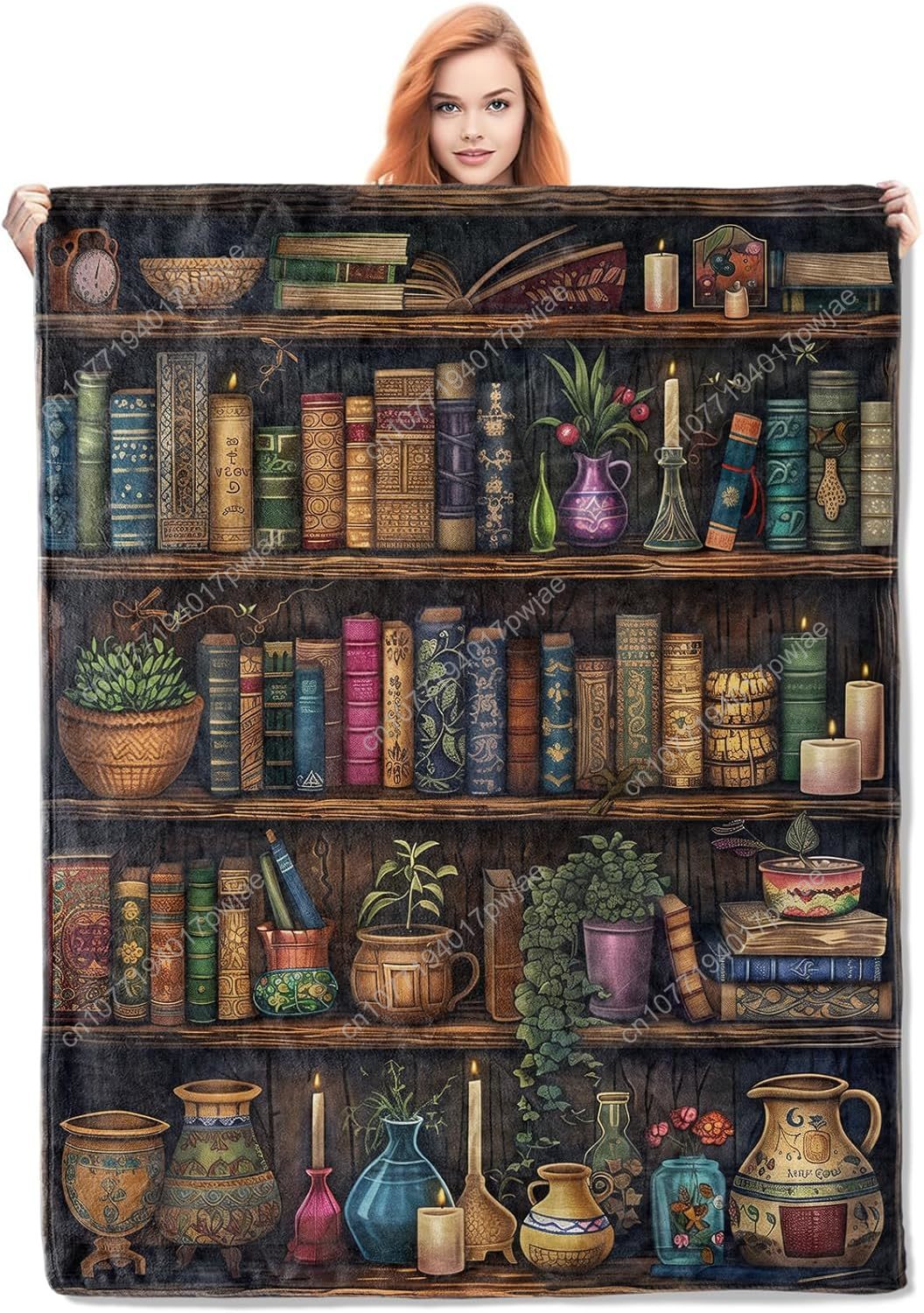 Vintage Bookshelf Blanket Read - Home Textiles And Decor reseña y precio