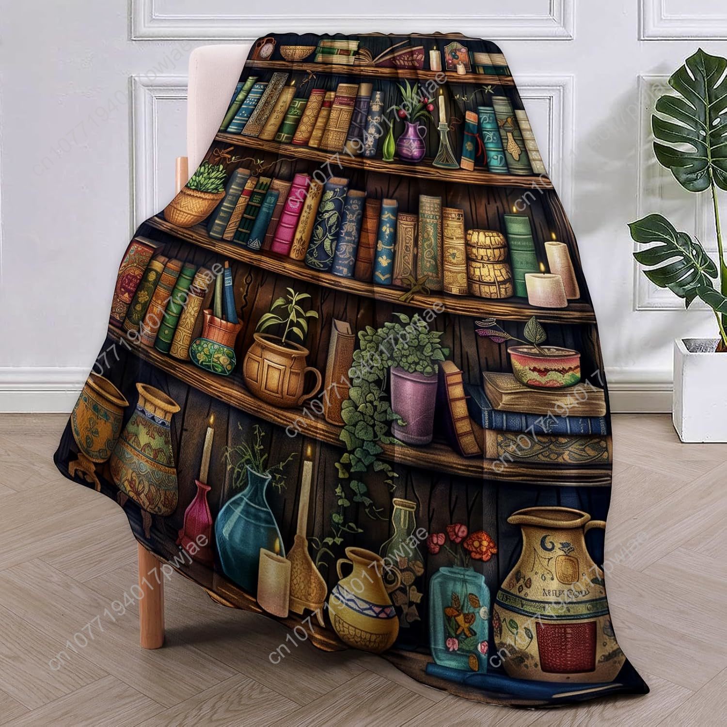 Vintage Bookshelf Blanket Read - Home Textiles And Decor reseña y precio