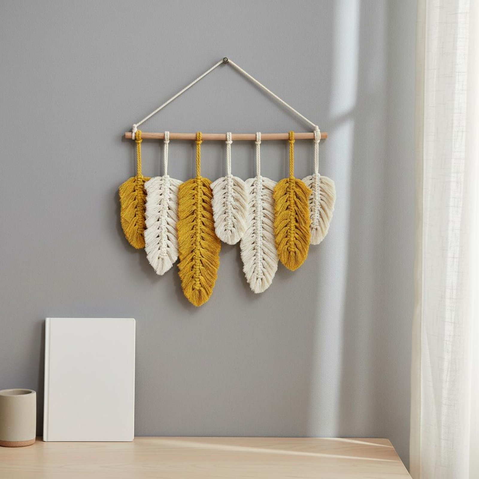 Macrame Feather Wall Hanging H - Home Textiles And Decor reseña y precio