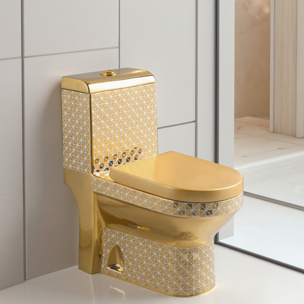 Golden Toilet,Modern One-Piece - P & C Home Textiles Usa reseña y precio
